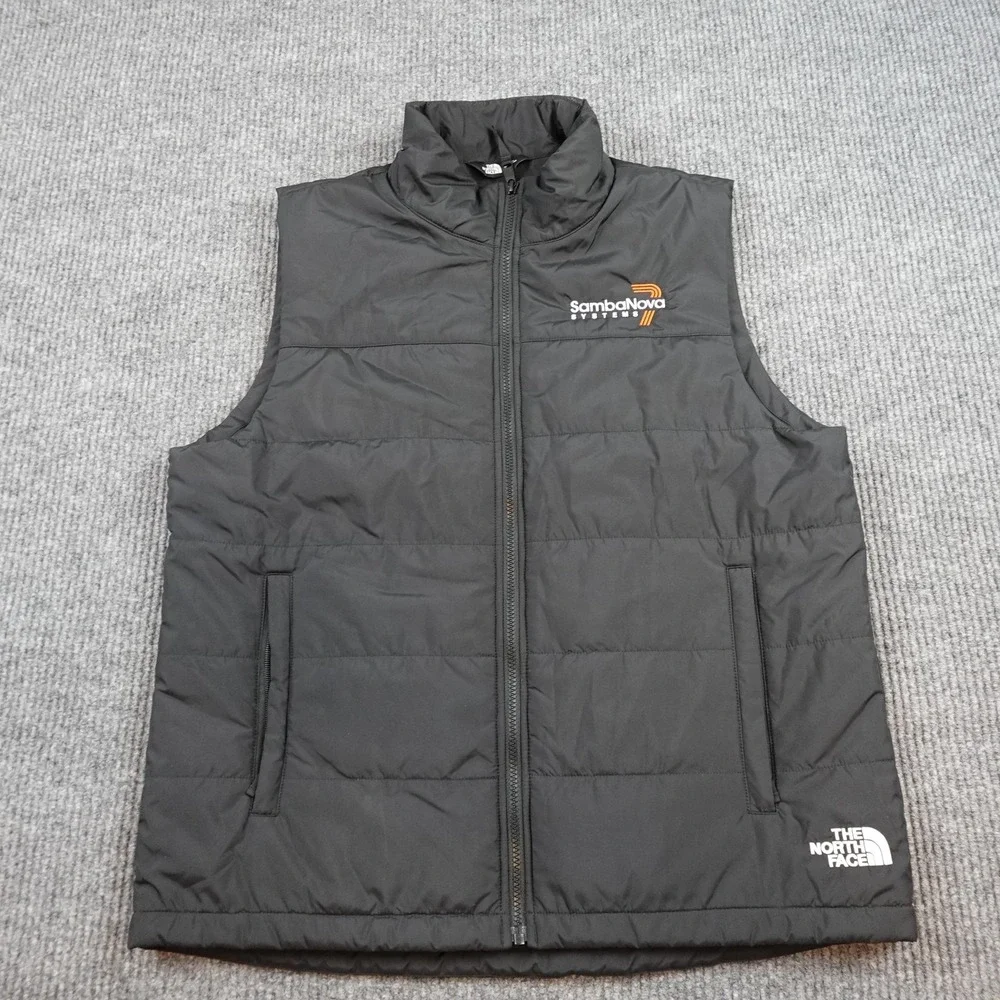 North Face Vest Mens Large Black Insulated Puffer Full Zip Logo Hiking
